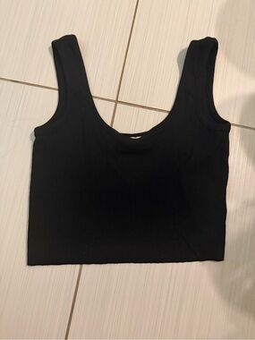Brandy Melville Black Ribbed Crop Tank